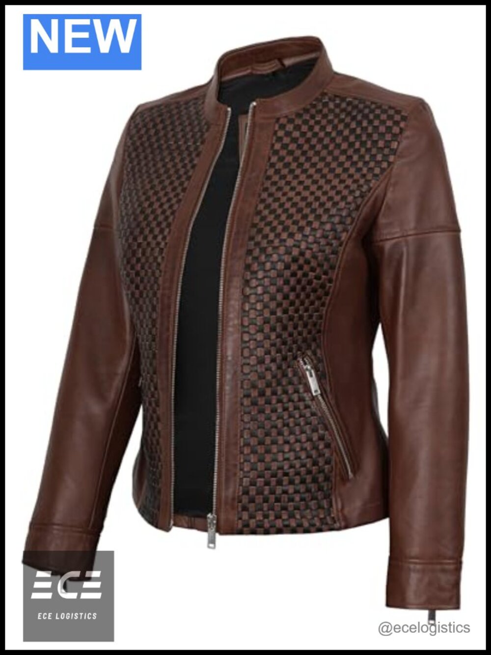 Lambskin Leather Cafe Racer Biker Jacket Zip Cuff Women's